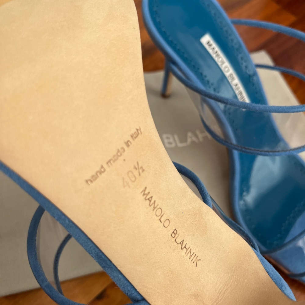 Manolo Blahnik Invymu 90 Vinyl & Suede Sandal, NEW - Picture 6 of 14